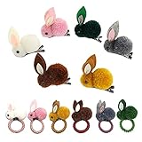 Niedlich Kaninchen Haarbänder Kaninchen Haarnadeln Haargummis Kinder MäDchen Cartoon Haar Ring 6 Kaninchen Haargummis Plus 6 Haarnadel Set FüR Kleine MäDchen Baby Kleinkind Kinder Diy F