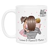 Kiddle-Design Mutter Kind Tasse Personalisiert Name und Frisur Mama Kinder Tochter Töchter Baby Geschenk Kaffeetasse für Mütter Muttertag Geschenk