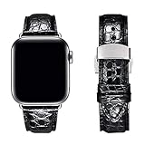 MUENShop Krokodilleder Armband Kompatibel mit Apple Watch 42mm/44mm Original Alligator Leder Ersatzband Business Armband für iWatch Serie 6,5,4,3,2,1