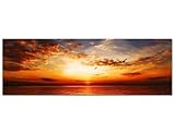 PANORAMA BILD in 150x50cm TOP Bilder! (Sonnenuntergang Panorama am Mittelmeer) Wandbild xxl günstig & modern ART PRINT Wandbilder Bilder EXKLUSIVES Fotowandbild auf Leinwand und Keilrahmen Bild Leinwandbild Fotodruck modern Zeitlos Stilvoll wie ein Gemälde Ausführung schöner Kunstdruck auf echter Leinwand als Wandbild mit Rahmen. Preiswerter als Ölbild Gemälde Foto Poster Plakat mit B