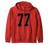 #77 Black Outline Nummer 77 Sport Fan Jersey Style Kapuzenjack