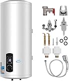 120L Elektrospeicher Warmwasserspeicher Boiler, Wandhängender Boiler Tank Warmwasserbereiter mit Duschkopf und Zubehö