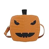 RG-FA Neuheit PU-Kunstleder Kürbis Umhängetaschen für Frauen Halloween Crossbody Trick or Treat Geldbörsen Teufel Messenger Bag, braun, Einheitsgröß
