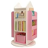 360 ° Drehbares Bücherregal Einfaches Modernes Regal Platzsparendes Einfaches Bücherregal Aus Eisen Geeignet Für Zuhause, Büro (Color : Pink, Size : 60 * 35 * 105cm)