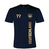 Herren T-Shirt| bedruckbar Wunschname + Wunschnummer Fußball Trikot | WM/EM Deutschland Trikot | in Verschiedene Grössen und Farben | INDIVIDUALISIERBAR (Dunkelblau, XXL)