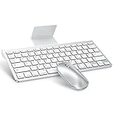 OMOTON Bluetooth Tastatur Maus Set für iPad 10.2 (iPad 2020/2019), iPad 8/7/6/5, iPad Air 4/3/2/1, iPad Mini 5/4/, iPad Pro 4/3/2/1 und iPhone, QWERTZ Layout Tastatur mit Ständer, Silb