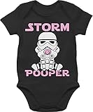 Statement Sprüche Baby - Storm Pooper Mädchen - 1/3 Monate - Schwarz - Schnuller lustig - BZ10 - Baby Body Kurzarm für Jungen und M