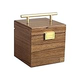 Schmucklagerungskoffer Massive hölzerne Schmuckschatulle für Frauen Schmuck Armoire Ring Necklacel Geschenk Aufbewahrungsbox Reise Organizer mit Spiegel, Walnussholzfarbe Schmuckk