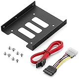 deleyCON Einbaurahmen für 2,5' Festplatten SSD's auf 3,5' Adapter Wechselrahmen Mounting Frame Halterung Schienen inkl. Schrauben SATA Kabel und Stromadap