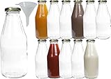 mikken 12 x Glasflasche 500 ml, Flasche mit Schraubverschluss Gold inkl. T