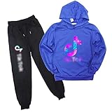 TOKYMOON Jogginganzug Jungen Trainingsanzug Mädchen Baumwolle Sweatshirt Sweathose Anzug Sportanzug Pullover Langarmshirt Jogginghose Top und Hose Set Blau 1 120