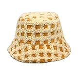 WSMYG Damen Winter Kalt Warm Hut Gitter Fischerhut Frau Becken Hut Männer Mode Sonnenhut M （56-58Cm） Beig