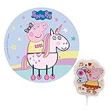 Peppa Pig - Peppa Wutz Tortendeko Pack - Tortenaufleger aus Esspapier und Geburtstagsk