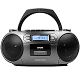 Aiwa BBTC-550MG: Tragbares Radio mit CD, Bluetooth und USB, Cassettes, Matt Grey