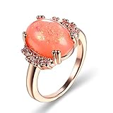 Hoisy Ring Damen, Verlobungsring Zirkonia Stein Braut Hochzeit Promise Schmuck Oval Roségold Größe 62 (19.7)