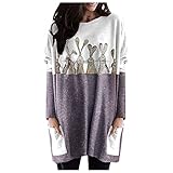 NBAA Damen Lässiger Niedlich Bedrucktes Sweatshirts Thermal Crewneck Langarm T-Shirts Loose Klassischer Blusen Top Frauen Mode Lässiger Drucken Langarmpullover Freizeitob