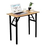 sogesfurniture Schreibtisch klein Klappbar, 80x40cm Klapptisch Computertisch Büromöbel PC Tisch klein Esstisch Arbeitstisch Klappbar für Zuhause, Büro, Picknick, Teak&Schwarz BHEU-AC5BB-8040