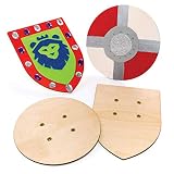 Baker Ross AW654 Holzschild, Schild mit elastischem Griff, perfektes Zubehör für Kinder zum Dekorieren und Tragen mit Ritterkostüm, 2 Stück