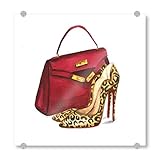 artboxONE Acrylglasbild 90x90 cm Fashion Handbag and Heels Bild hinter Acrylglas - Bild High Heels Fersen H