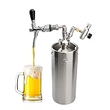 juqingshanghang1 Ausrüstung zum Bierbrauen Edelstahl Bierspender 3.6L128OZ Mini CO2. Regler Bierfässer mit einstellbarem TAP Set System Kit Homebrew Bier Bar Werkzeuge Für die Hausb