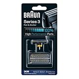 Braun Series 3 Elektrorasierer Scherkopf, Ersatzscherteil kompatibel mit Rasierer Herren Series 3, 30B, schw