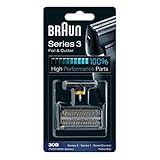 Braun Series 3 Elektrorasierer Scherkopf, Ersatzscherteil kompatibel mit Rasierer Herren Series 3, 30B, schw