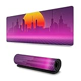 Futuristische Sonnenstadtlandschaft Gaming Mauspad XXL Erweitertes Mauspad Schreibtischunterlage Lange rutschfeste Gummi Unterlage Mäusepad 900×400