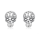 Ohrstecker 925 Sterling Silber Gothic Cool Skull Ohrstecker Für Damen Und Herren Silber 925 Modeschmuck Silb