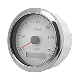 MPH-Display, wetterbeständig IP67 wasserdicht DC9-32V Hochpräziser GPS-Tachometer 85 mm / 3,35 Zoll für Schrittinstrumente für Maschinenbaumaschinen(Weiß)