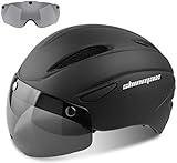 Shinmax Fahrradhelm CE-Zertifikat Fahrradhelm mit Abnehmbarer Schutzbrille Visor Shield für Männer Frauen Mountain & Road Fahrradhelm Einstellbarer Sicherheitsschutz Ski & Snowboard （SM-001）