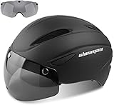 Shinmax Fahrradhelm CE-Zertifikat Fahrradhelm mit Abnehmbarer Schutzbrille Visor Shield für Männer Frauen Mountain & Road Fahrradhelm Einstellbarer Sicherheitsschutz Ski & Snowboard （SM-001）