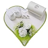 Der-kleine-Dekoladen. Geldgeschenk Hochzeit Flitterwochen Geldverpackung Grün weiß Tauben Brautp