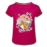 Spreadshirt Bibi Und Tina Wettreiten Im Wald Mädchen T-Shirt mit Raffungen, M, F