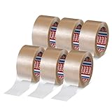 tesa 04124-00015-00 tesapack 4124 PVC Paketband im 6er Pack-Premium Klebeband zum Verpacken von Paketen und Kartons-transparent-6 Rollen je 66 m x 50 mm, 6x 66