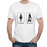 Mens T-Shirts Graphics Your Wife My Wife Print Short Sleeve Funny Summer White T Shirts C1 S