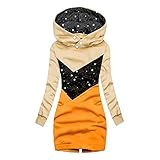 Zilosconcy Christmas Wintermantel Rollkragen Damen Hoodie Kleid Pullover Langarm Sweatshirts Kapuzenpullover Tops Herbst Spleißen Prints M