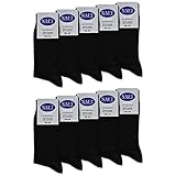 10 Paar Socken 100% Baumwolle Damen & Herren Socken ohne Gummidruck und ohne Naht (Schwarz 47-50)