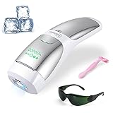 Hatteker IPL Haarentfernungsgerät für Frauen und Männer, Heimgebrauch Laser Langlebig und Schmerzlose Saphir Gefrierpunkte Haarentfernung für Gesicht, Ganzen Körp