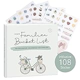 MINTKIND® Erinnerungsalbum „Familien Bucketlist“ + Sticker Set 'Familienzeit' – Bucket List für eure Familie | 100 besondere Abenteuer für Familien | Familien-Buch zum Ausfü