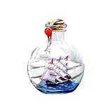 Pumpumly Buddelschiff,Flaschenschiff Segelboot Maritime Deko Buddelschiff,Glas Piratenschiff,Kleines Flaschenschiff- Buddelschiff in Flasche nautische Ornamente, perfekt für die maritime Dek