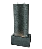 Dehner Gartenbrunnen Muro mit LED Beleuchtung, Steinoptik, ca. 80.5 x 37 x 22.5 cm, Polyresin, dunkelg