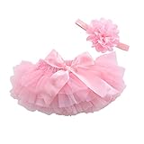 LUOEM Tutu Rock und Blume Stirnband Baby Mädchen Fotografie Requisiten Neugeborenen Geburtstag Kleid Kopfbedeckung Größe L (Pink)