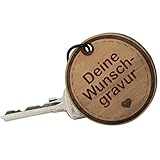 Geschenke 24 Schlüsselanhänger Rund - eigene Gravur: Anhänger aus Holz zum selbst gestalten mit persönlicher Gravur - Partner Geschenke, Geburtstagsgeschenk