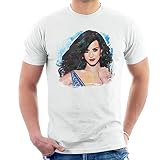 VINTRO Herren T-Shirt Katy Perry Long Hair Original Portrait by Sidney Maurer professionell Bedruckt Gr. XX-Large, weiß