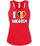 Belgien Belgium Belgique Fussball Fußball Trikot Look Jersey Fanshirt Damen Frauen Mädchen Tank Top T-Shirt Tanktop Fan Fanartikel Outfit Bekleidung Oberteil Artik