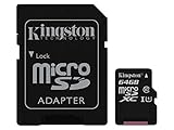 Speicherkarte Kingston 64 GB Micro SDHC Class 10 für LG KP500 Optimus 4X HD G3 G Pro 2 , LG Optimus G2 mini , Nokia 515 301 701 500 700 , Nokia Lumia 730 530 830 735 530 635 630 , Nokia C2-06 C2-03 C2-02 C2-01 , Nokia Lumia 625 720 520 620 820 532 435 , Motorola Moto E Razr I Razr Maxx HD , Motorola Razr HD Razr M und alle Handys mit MicroSD