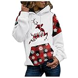 BAIGEE Weihnachten Sweatshirt Hoodie Damen Teenager Mädchen Langarm Rundhals Shirt mit Niedlichem Rentier Hirsch Muster Aufdruck Weihnachtspullover Strickpullover Xmas Pulli Sw