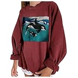BOOMJIU Sweatshirt Damen Sweatshirt Langarmshirt Pusteblume Muster Langarm Rundhals Pullover Casual Top Chic Hoodie Pulli Streetwear Jumper Sweatjacke Ob