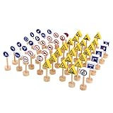 ACEHE 50 unids/set de señales de tráfico de madera de doble cara, bloques de construcción, juguetes neutrales para niños, desarrollo preescolar, juguetes *
