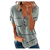 XTBFOOJ T-Shirt Damen Oversized Mode Lose Rundhals Kurzarm Sommer Oberteile Vintage Drucken Bluse Streetwear Sport Oberteile Vintage Sweatshirt Teenager Mädchen Tunika Lang Tops Damen Sweatshirtjack